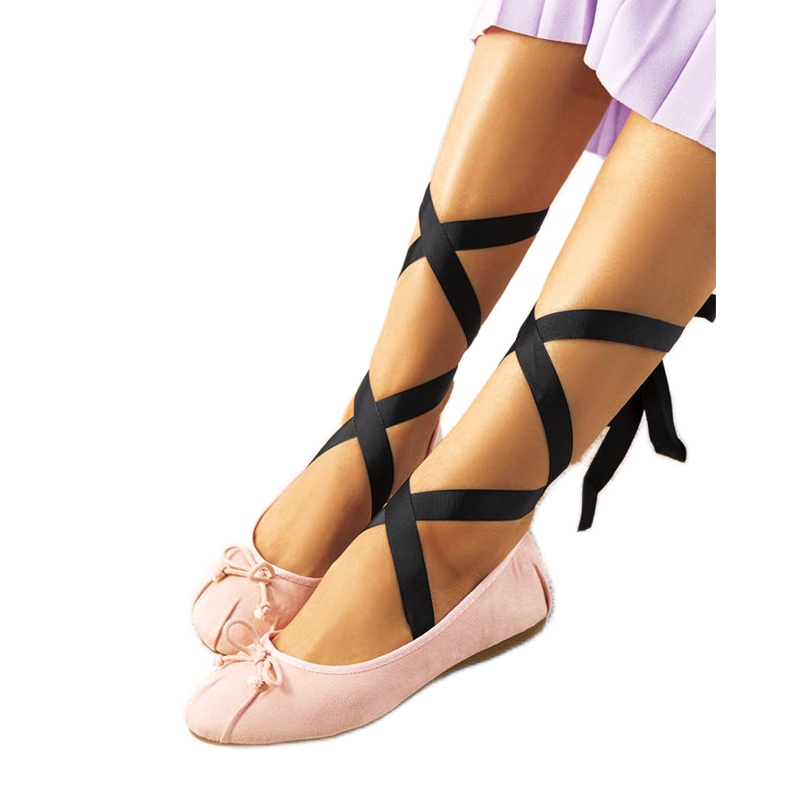 Rózsaszín fűzős balerinák B-62 íjjal