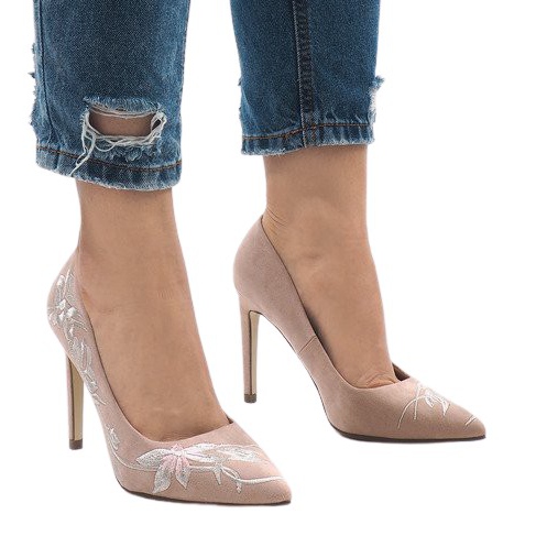 Rózsaszín velúr magassarkú 16032-18