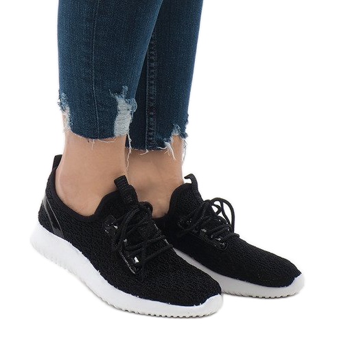 Fekete hálós sportcipő G8347-1