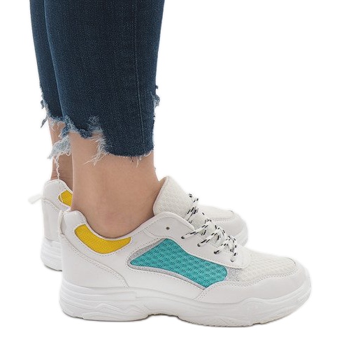 Tarka, divatos sportcipő YM-31 L.GREEN fehér zöld