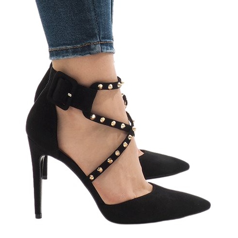 Fekete velúr magas sarkú cipő GH11547