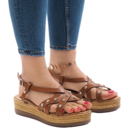 Teve espadrilles szandál a 314-2B platformon barna