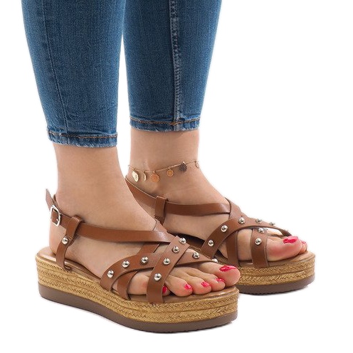 Teve espadrilles szandál a 314-2B platformon barna Teve espadrilles szandál a 314-2B platformon barna