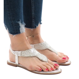 Ezüst szandál JN1359-2 díszítéssel szürke
