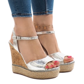 Ezüst ék szandál 226-1 szürke