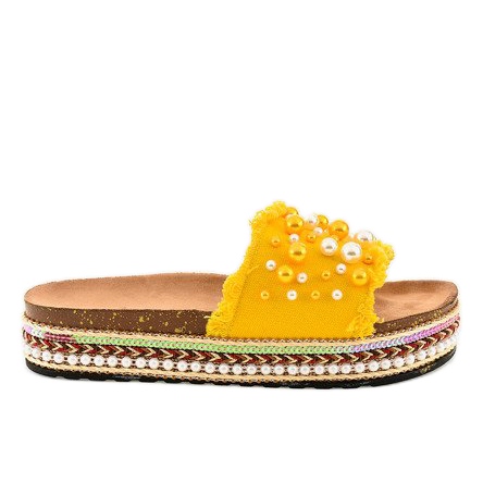 Sárga díszítésű papucs 1035 gyöngy