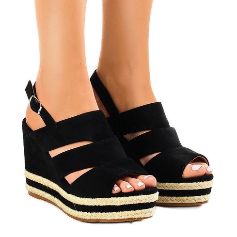 Fekete espadrilles az FG6 ék sarkán