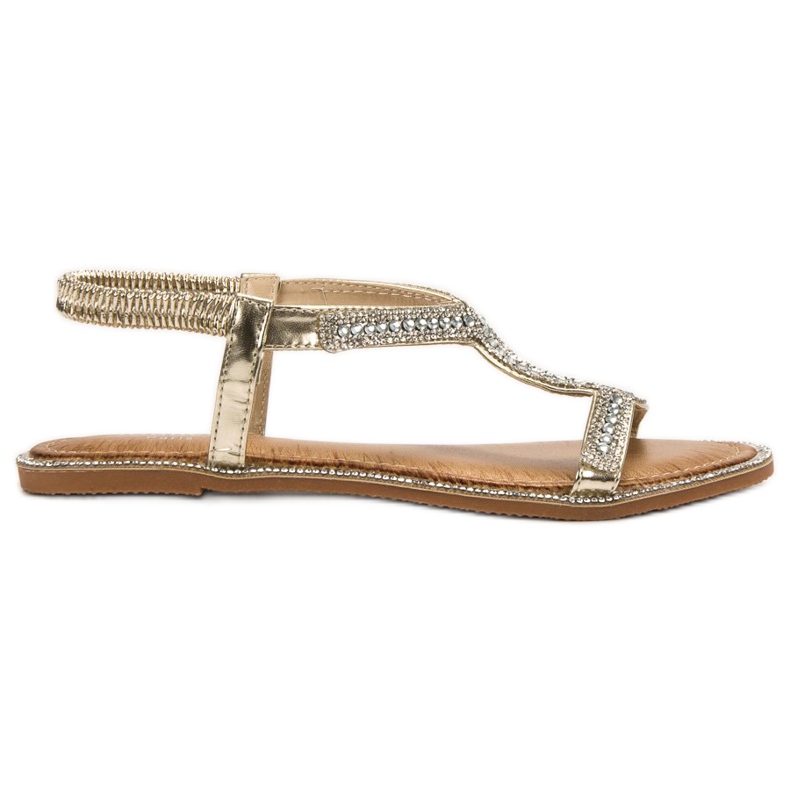 SHELOVET Golden Slip On Sandals aranysárga