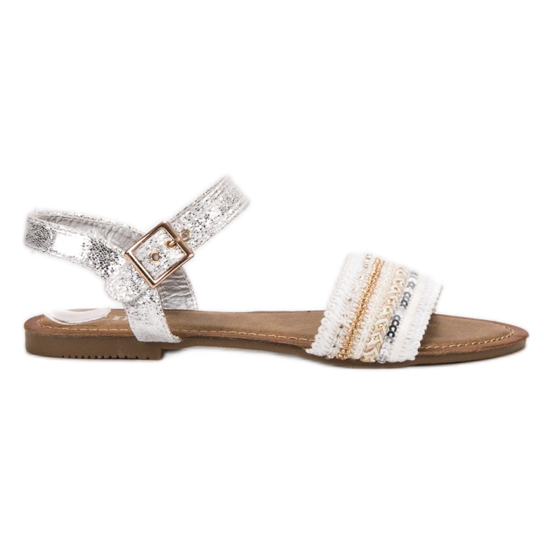 SHELOVET Szandál flitterekkel fehér