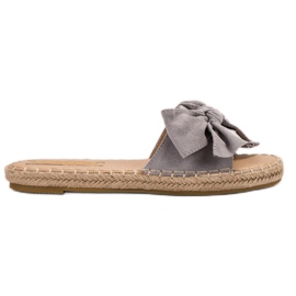 Forever Folie Velúr papucs íjjal szürke