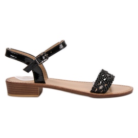 SHELOVET Fonott magas sarkú szandál fekete SHELOVET Fonott magas sarkú szandál fekete