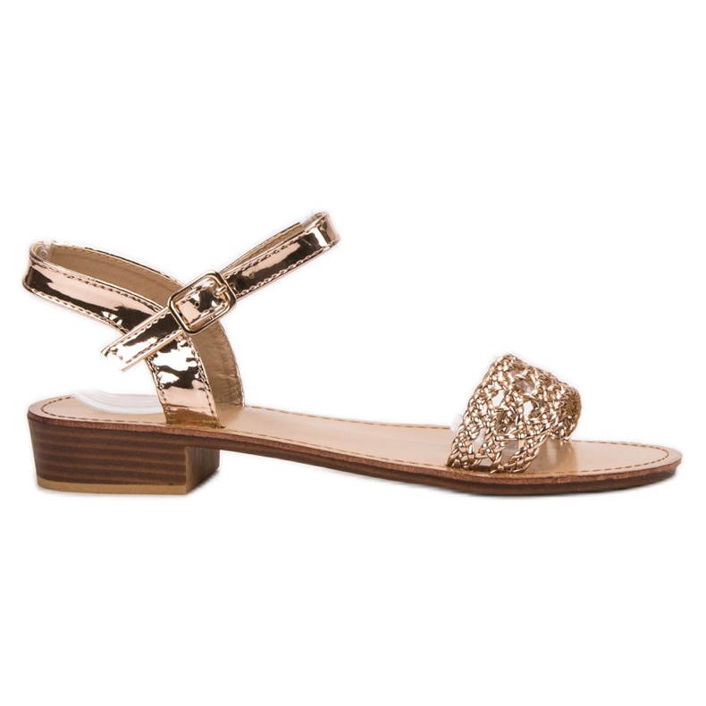 SHELOVET Fonott magas sarkú szandál sárga