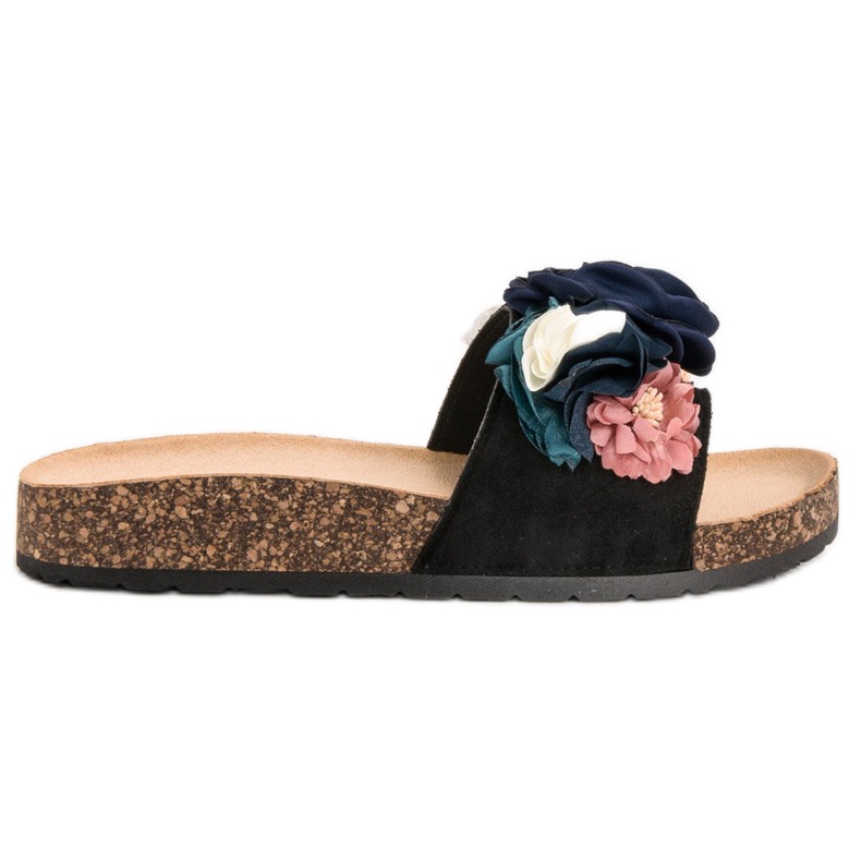 SHELOVET Fekete papucs négyzetekkel