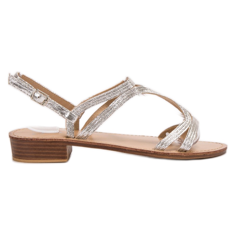 SHELOVET Magas sarkú szandál szürke