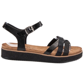 Bestelle Csillogó talpú szandál fekete