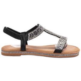 Bello Star Dekorált fekete szandál