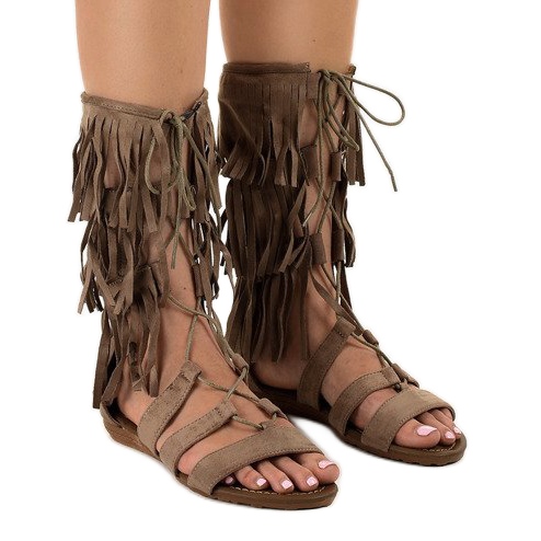 Taupe lapos gladiátor szandál D-41 bézs