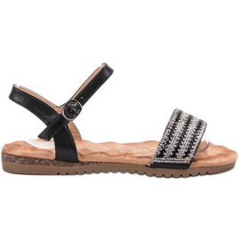 Emaks Szandál köbös cirkóniummal fekete