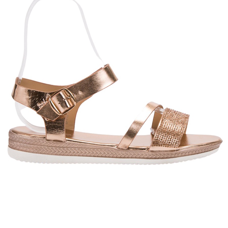 SHELOVET Divatos szandál köbös cirkóniummal rózsaszín sárga