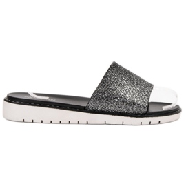 Fashion Divatos fényes papucs fekete