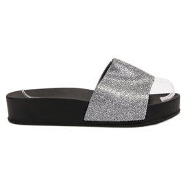 SHELOVET Gumi papucs a platformon szürke