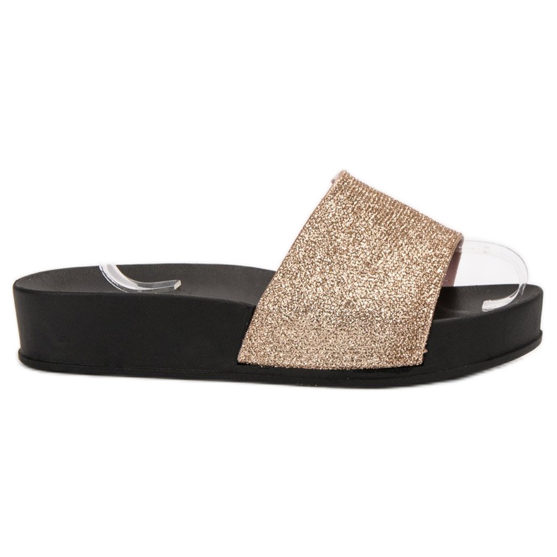 SHELOVET Gumi papucs a platformon sárga