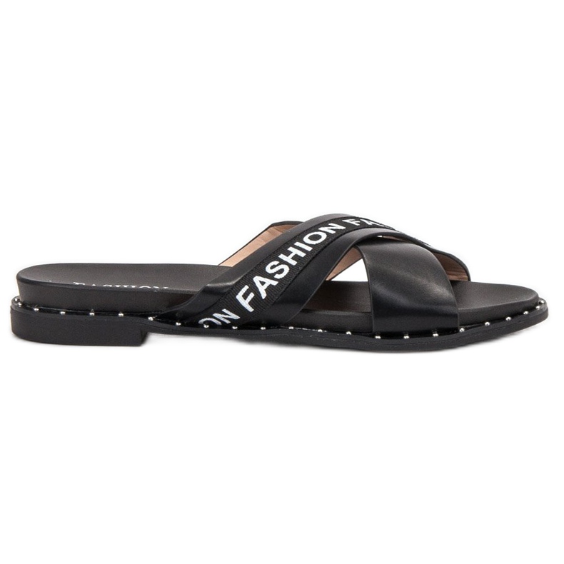 SHELOVET Fekete divatpapucs