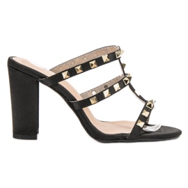 SDS Rock szandál magassarkúban fekete