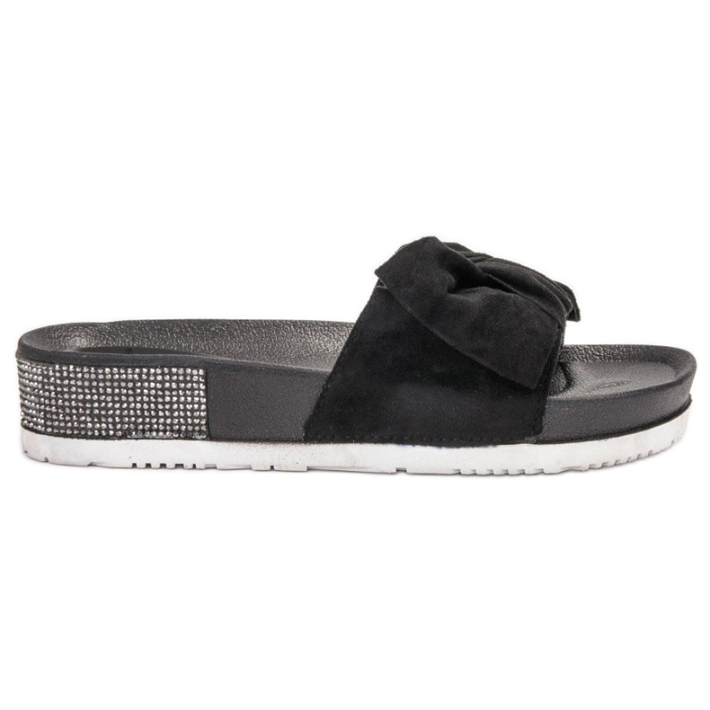 SHELOVET Velúr papucs köbcirkóniával fekete