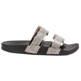 Ideal Shoes Női papucs köbös cirkóniával szürke Ideal Shoes Női papucs köbös cirkóniával szürke