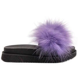 SHELOVET Papucs szőrmével lila