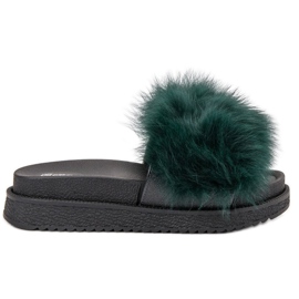 SHELOVET Papucs szőrmével zöld