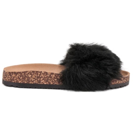 Bona Papucs szőrmével fekete Bona Papucs szőrmével fekete