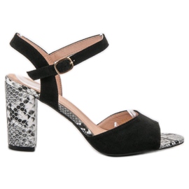 Vinceza Snake Print szandál fekete