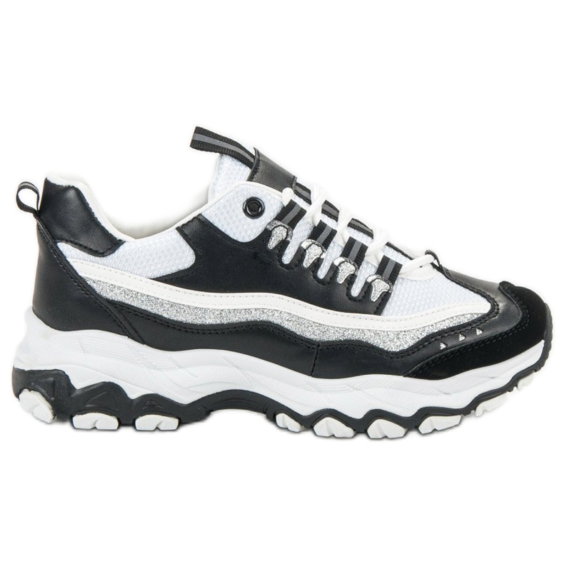 Small Swan Cipők csillogással fehér fekete