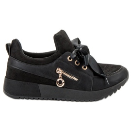 SHELOVET Brokát cipő fekete