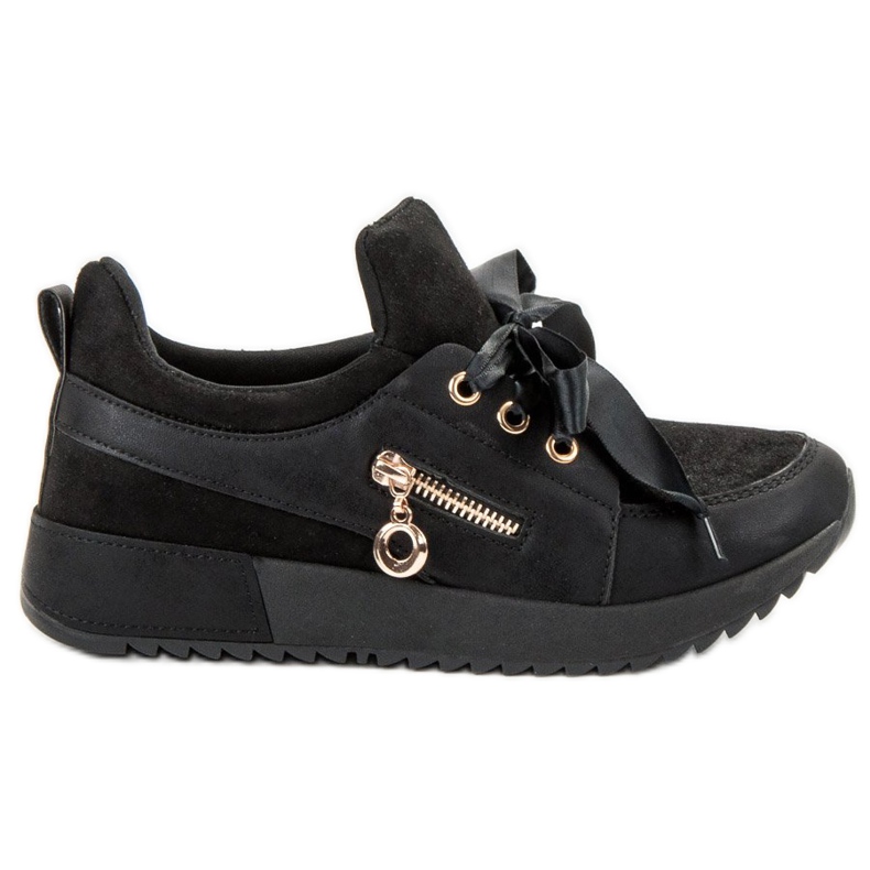 SHELOVET Brokát cipő fekete