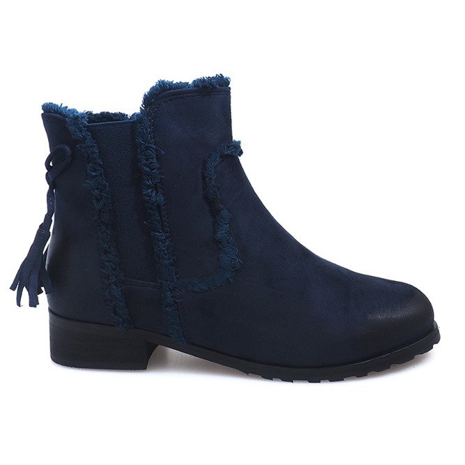 Meleg csizma Jodhpur csizma Fur W156 Navy sötétkék