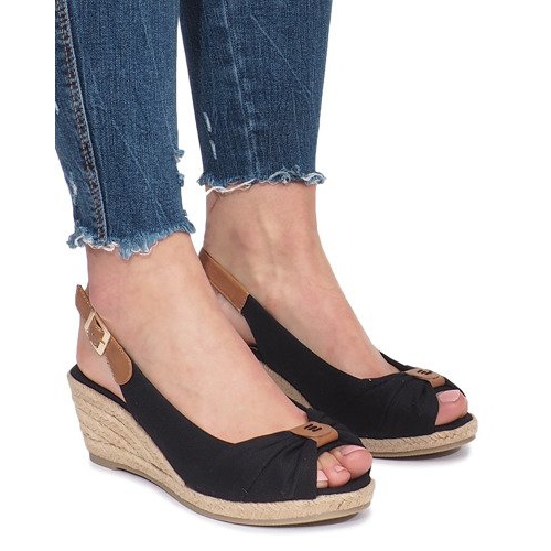 Fekete Zoe espadrilles ék szandál Fekete Zoe espadrilles ék szandál