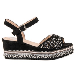 Groto Gogo Velúr szandál köbös cirkóniummal fekete