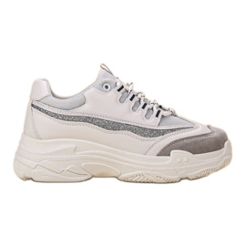 SHELOVET Cipők csillogással fehér szürke