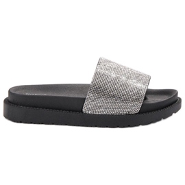 SHELOVET Papucs kristályokkal fekete