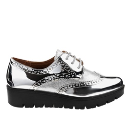 Ezüst fűzős cipő TL-60 szürke