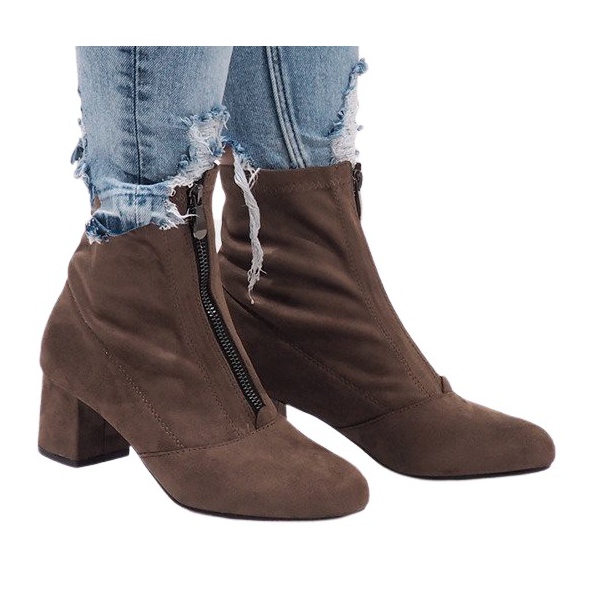 Khaki velúr csizma FOZ-01 cipzárral sokszínű zöld Khaki velúr csizma FOZ-01 cipzárral sokszínű zöld