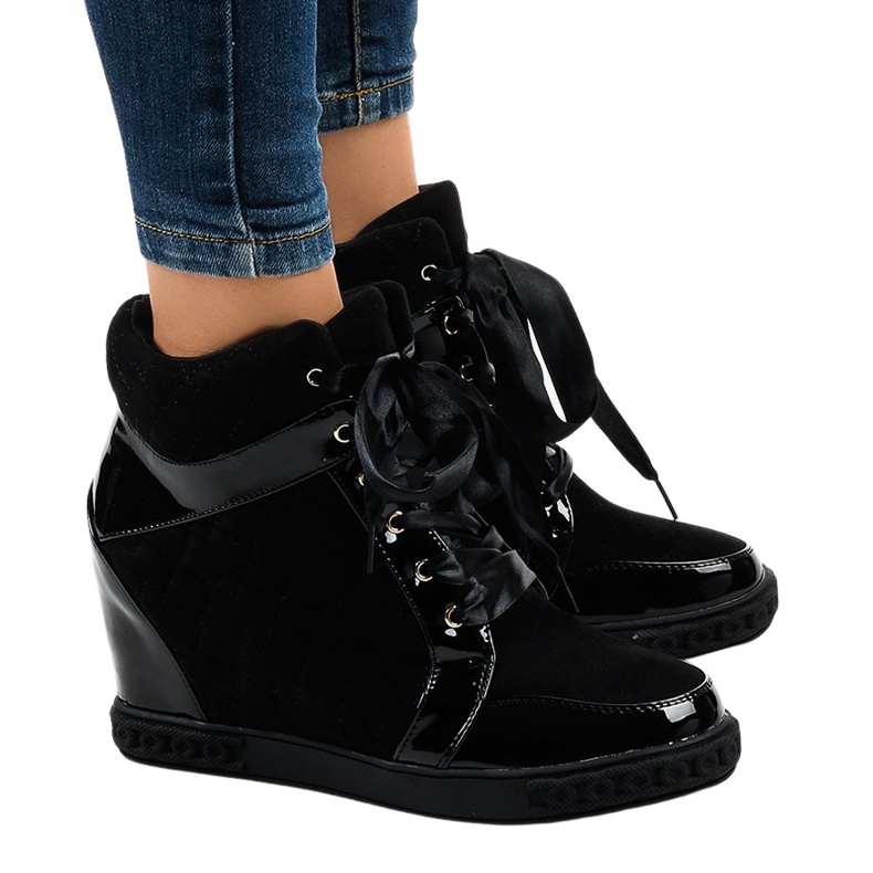 Divatos fekete ék cipők KLS-109-3