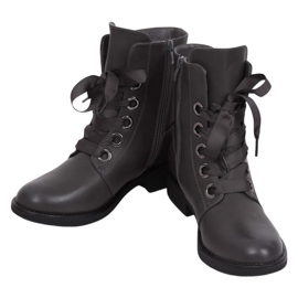 Szürke Fűzős csizma szürke ZX2805 Szürke