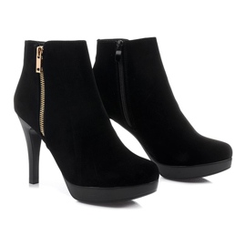 Csizma magas sarkú J0081-1 fekete cipzárral