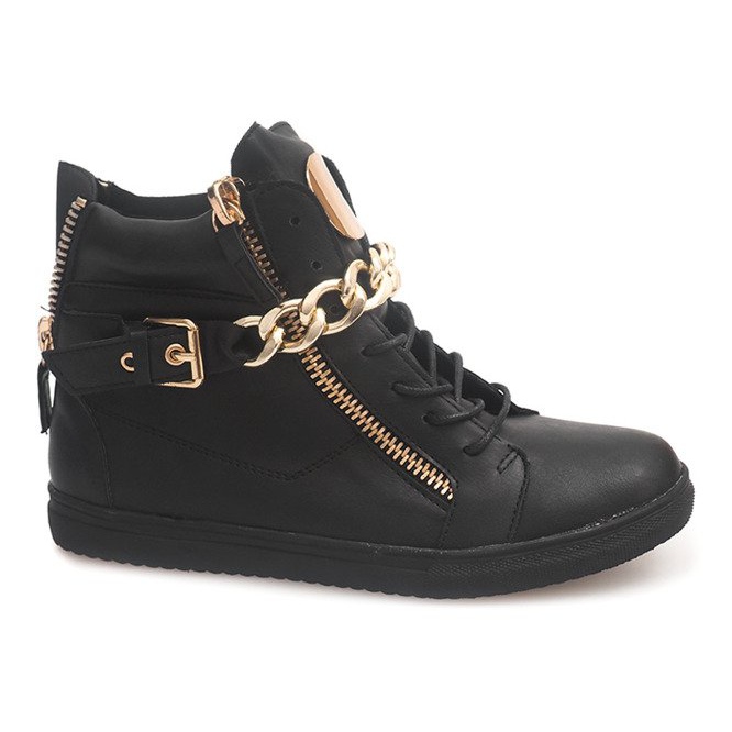 Magas cipők cipzárral 3346 fekete sárga