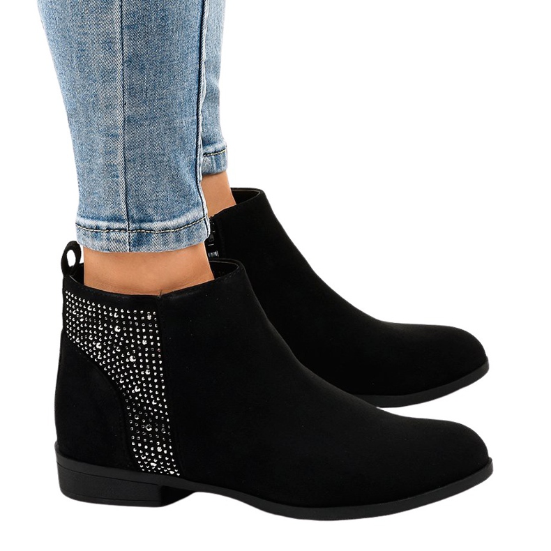 Fekete velúr csizma L1211