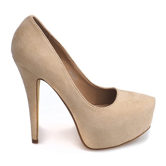 Suede szivattyúk a LE107A Light Beige platformon bézs
